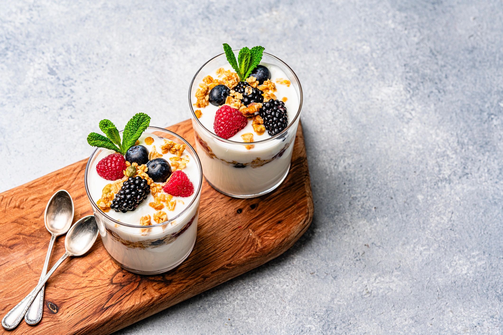 Healthy yogurt with berries and granola